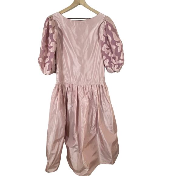 Tat Saunders the Ritz Carlton Boston Vintage Light Pink Puff Sleeve Dress Sz 12 - Picture 1 of 12